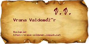 Vrana Valdemár névjegykártya